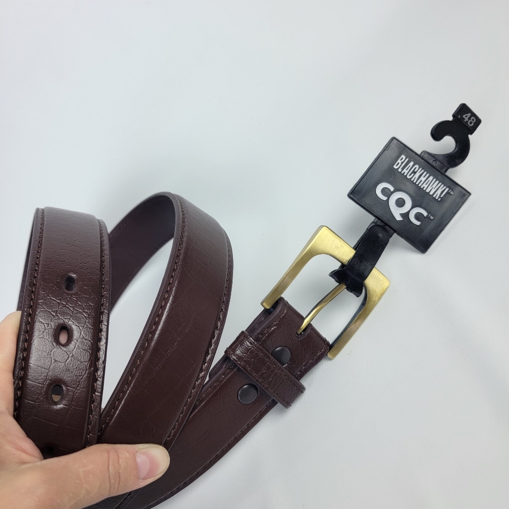 New Blackhawk CQC Holsters Brown Gun Belt Gator Finish 1½x48" Brass Gold Buckle